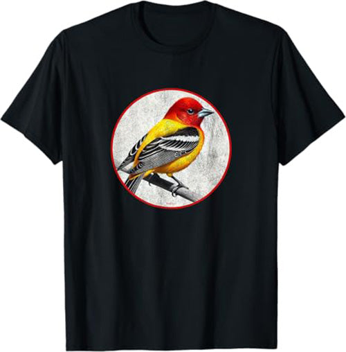 Western Tanager T-Shirt Retro Design by Bird.fan