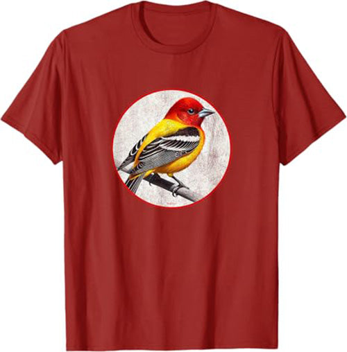 Western Tanager T-Shirt Retro Design by Bird.fan