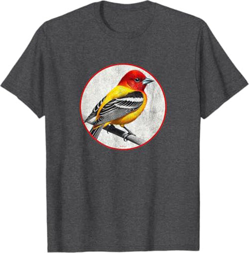 Western Tanager T-Shirt Retro Design by Bird.fan