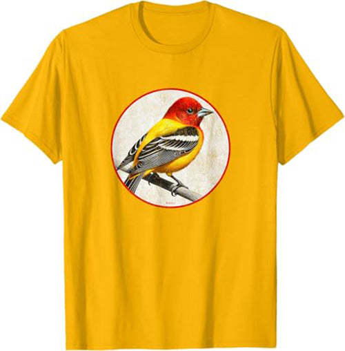 Western Tanager T-Shirt Retro Design by Bird.fan