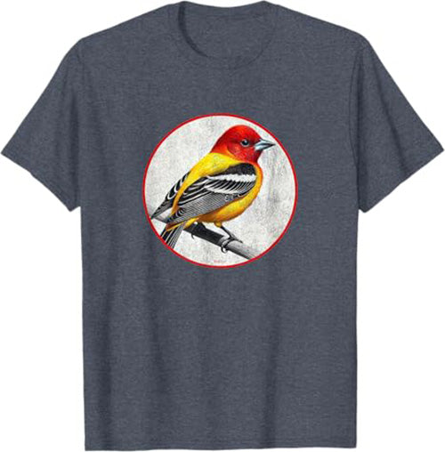 Western Tanager T-Shirt Retro Design by Bird.fan