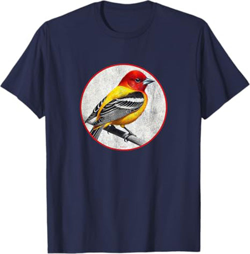Western Tanager T-Shirt Retro Design by Bird.fan