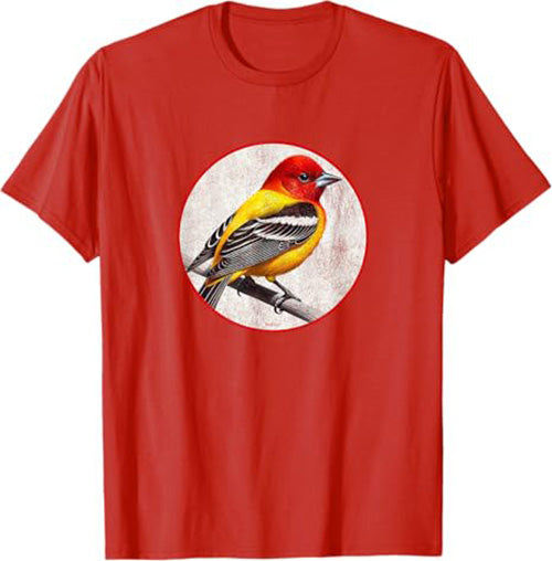 Western Tanager T-Shirt Retro Design by Bird.fan
