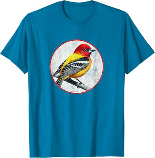 Western Tanager T-Shirt Retro Design by Bird.fan