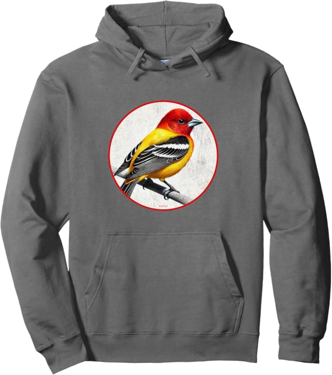 Retro Western Tanager Hoodie – Vintage Bird Design Sweatshirt
