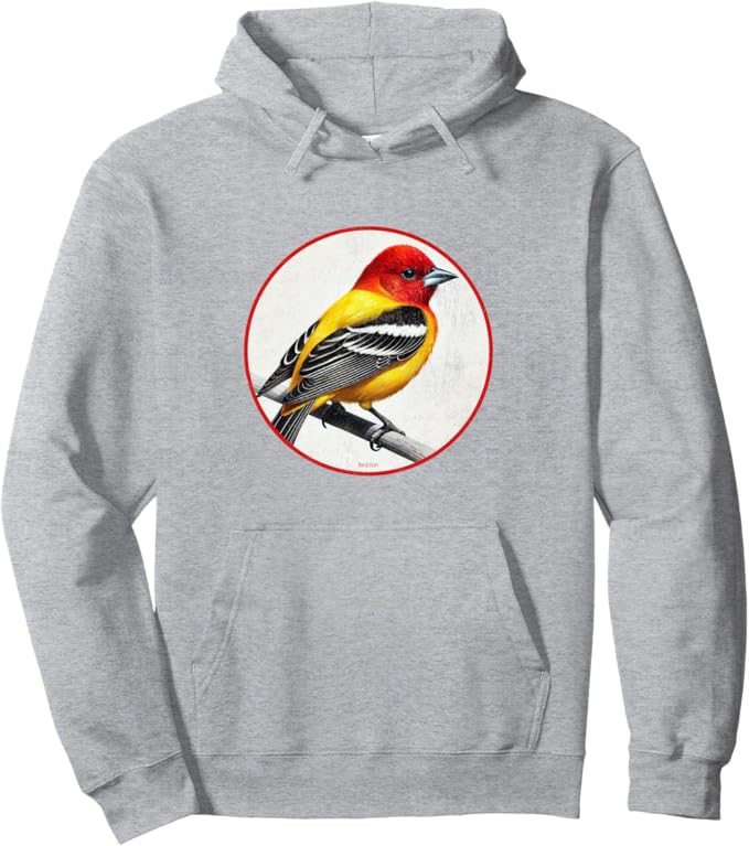 Retro Western Tanager Hoodie – Vintage Bird Design Sweatshirt