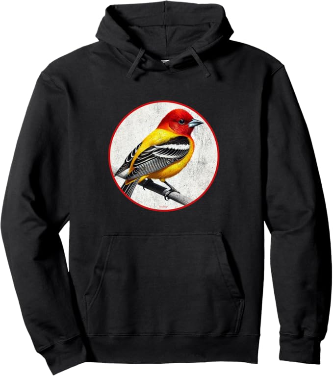 Retro Western Tanager Hoodie – Vintage Bird Design Sweatshirt