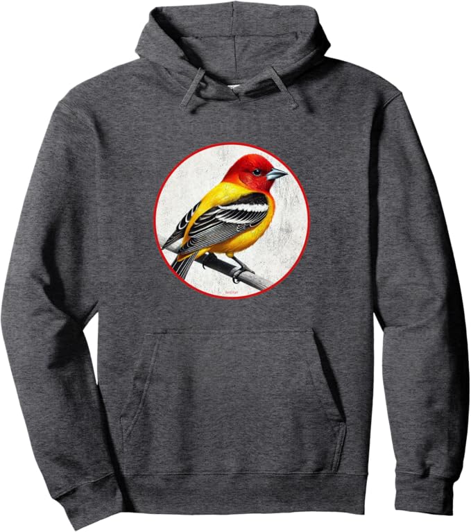 Retro Western Tanager Hoodie – Vintage Bird Design Sweatshirt