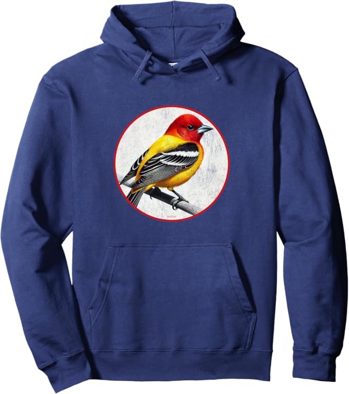 Retro Western Tanager Hoodie – Vintage Bird Design Sweatshirt