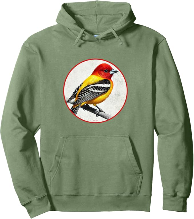 Retro Western Tanager Hoodie – Vintage Bird Design Sweatshirt