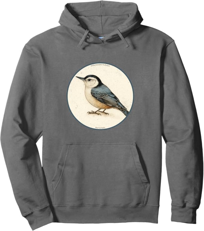 Retro White-Breasted Nuthatch Hoodie – Vintage Bird Design Sweatshirt