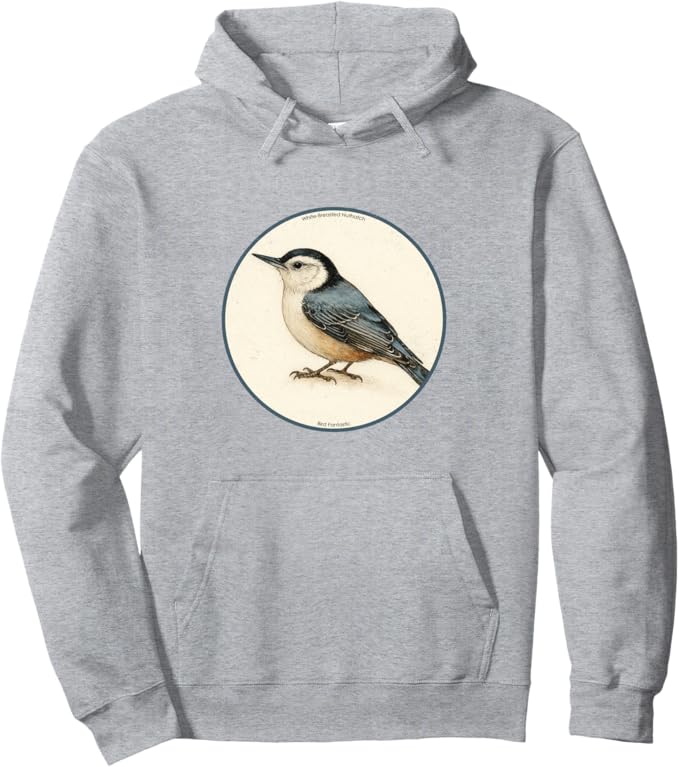 Retro White-Breasted Nuthatch Hoodie – Vintage Bird Design Sweatshirt