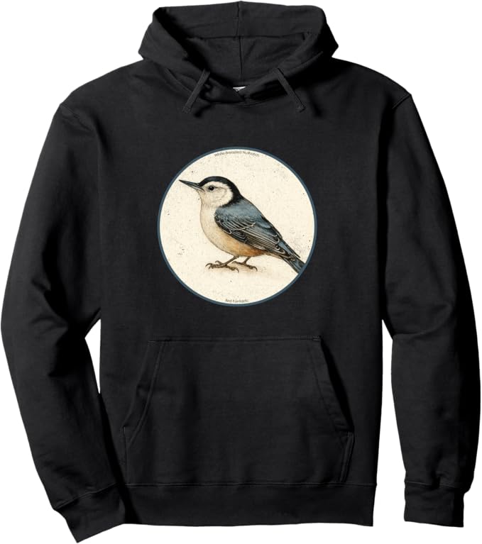 Retro White-Breasted Nuthatch Hoodie – Vintage Bird Design Sweatshirt