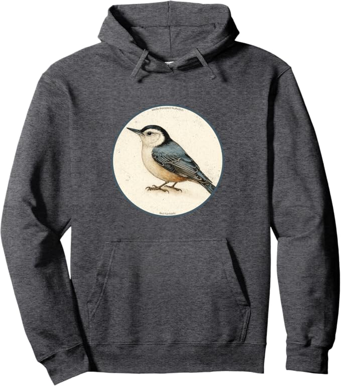 Retro White-Breasted Nuthatch Hoodie – Vintage Bird Design Sweatshirt