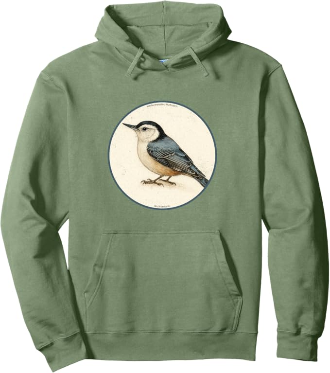 Retro White-Breasted Nuthatch Hoodie – Vintage Bird Design Sweatshirt