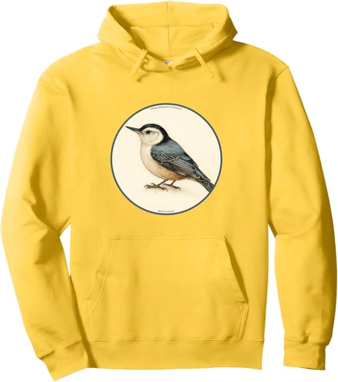 Retro White-Breasted Nuthatch Hoodie – Vintage Bird Design Sweatshirt