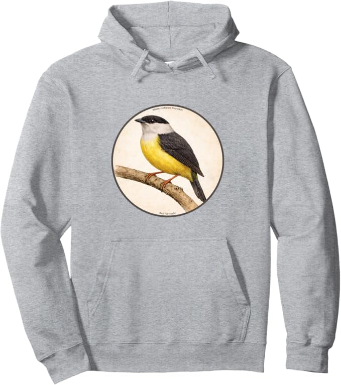 Retro White-Collared Manakin Hoodie – Vintage Bird Design Sweatshirt