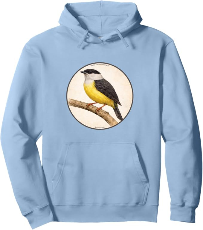 Retro White-Collared Manakin Hoodie – Vintage Bird Design Sweatshirt