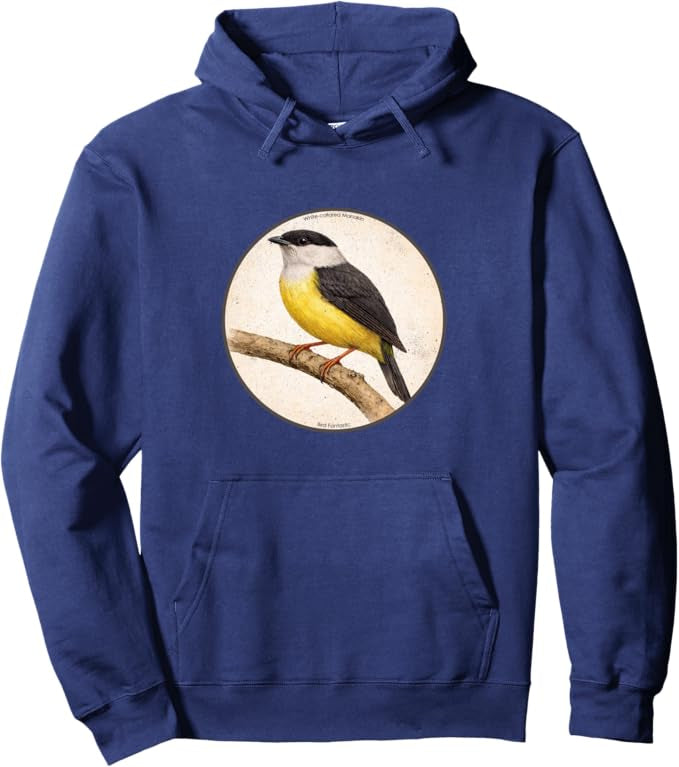 Retro White-Collared Manakin Hoodie – Vintage Bird Design Sweatshirt