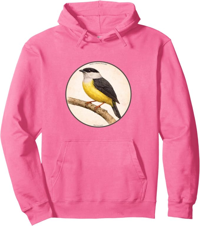 Retro White-Collared Manakin Hoodie – Vintage Bird Design Sweatshirt