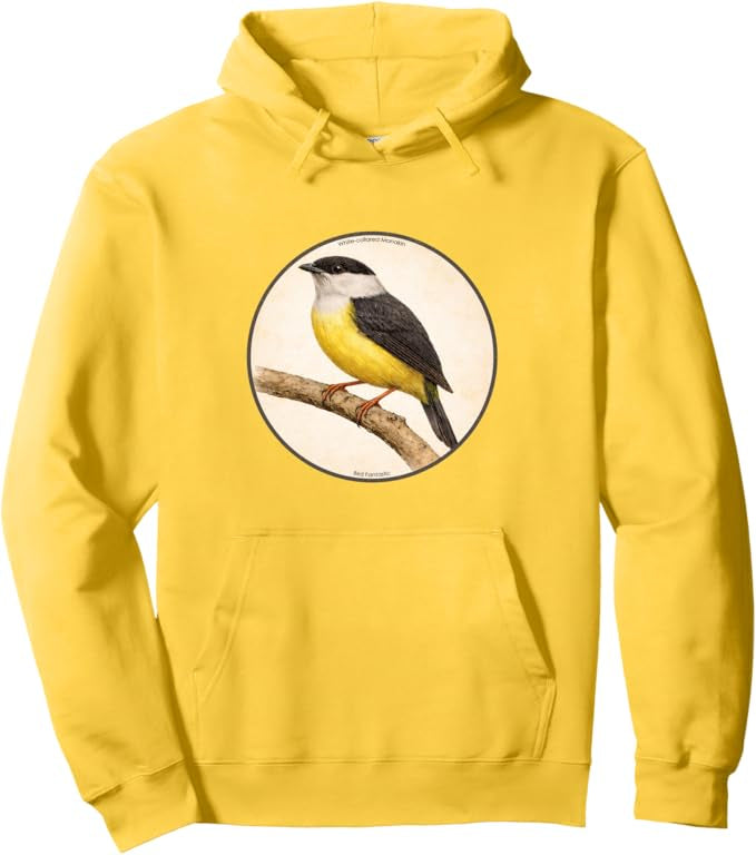 Retro White-Collared Manakin Hoodie – Vintage Bird Design Sweatshirt