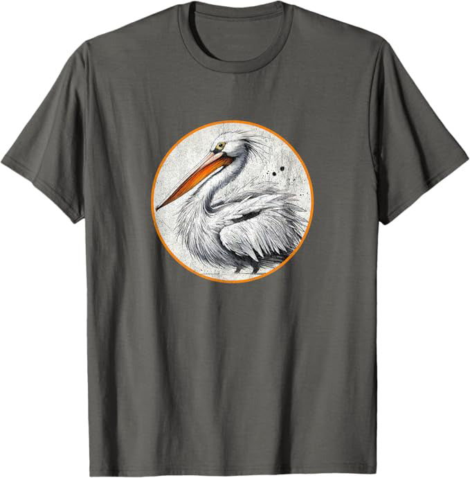 American White Pelican T-Shirt Retro Design by Bird.fan