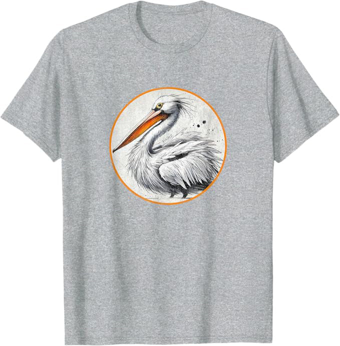 American White Pelican T-Shirt Retro Design by Bird.fan