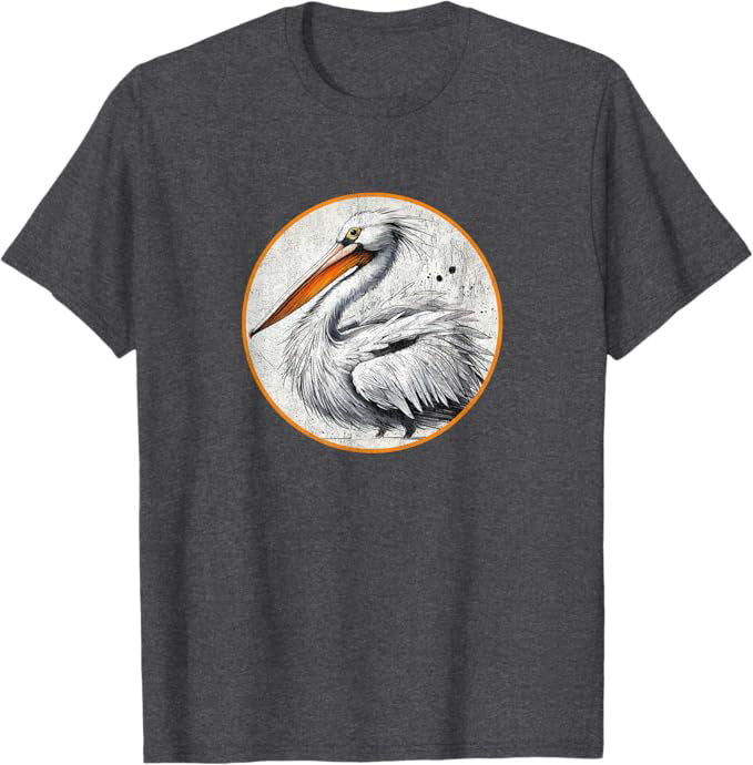 American White Pelican T-Shirt Retro Design by Bird.fan
