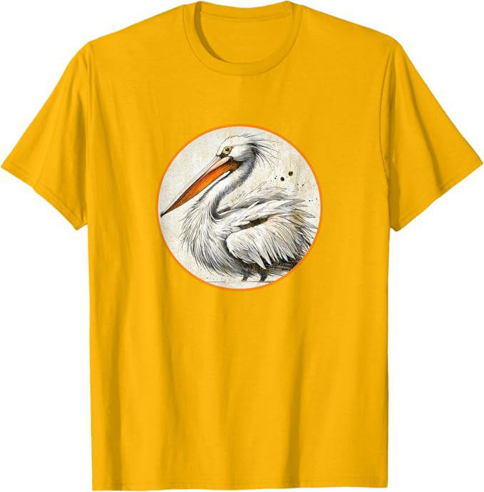 American White Pelican T-Shirt Retro Design by Bird.fan
