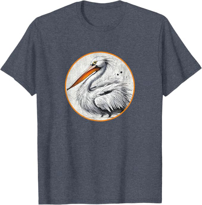 American White Pelican T-Shirt Retro Design by Bird.fan