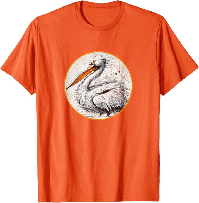 American White Pelican T-Shirt Retro Design by Bird.fan