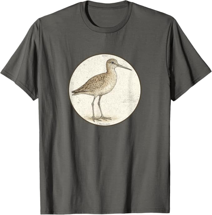Willet T-Shirt Retro Design by Bird.fan | Men's Birding Graphic Tee