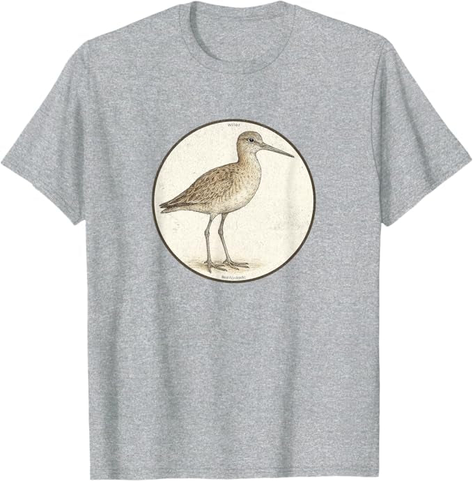 Willet T-Shirt Retro Design by Bird.fan | Men's Birding Graphic Tee