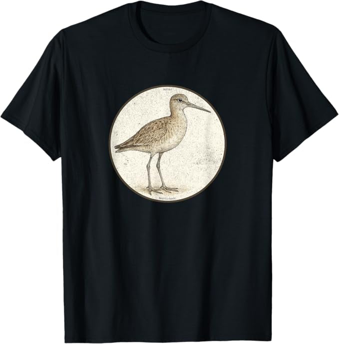 Willet T-Shirt Retro Design by Bird.fan | Men's Birding Graphic Tee