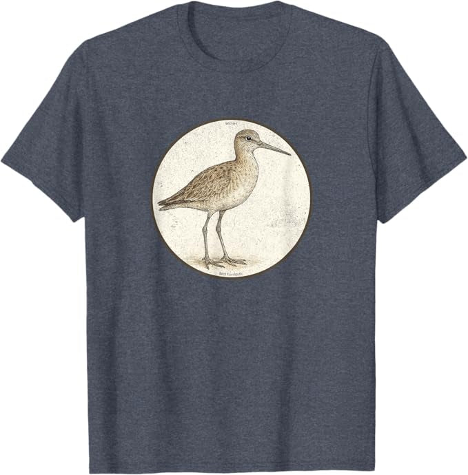 Willet T-Shirt Retro Design by Bird.fan | Men's Birding Graphic Tee