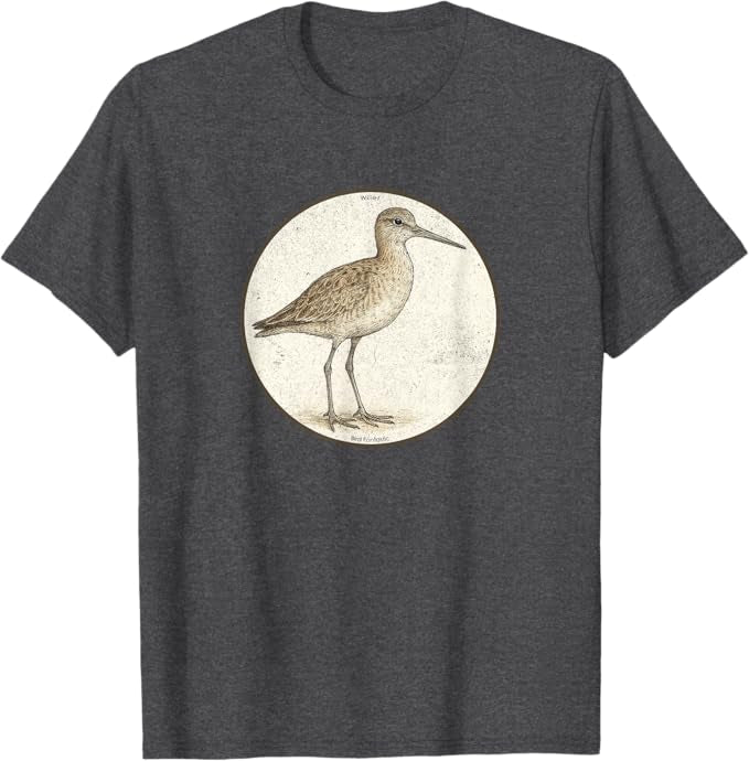 Willet T-Shirt Retro Design by Bird.fan | Men's Birding Graphic Tee