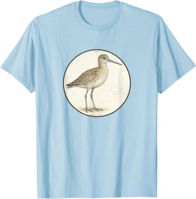 Willet T-Shirt Retro Design by Bird.fan | Men's Birding Graphic Tee