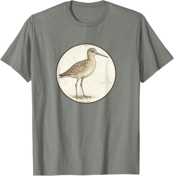 Willet T-Shirt Retro Design by Bird.fan | Men's Birding Graphic Tee