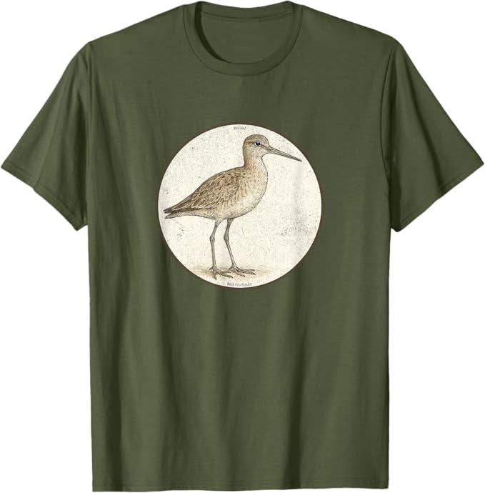 Willet T-Shirt Retro Design by Bird.fan | Men's Birding Graphic Tee