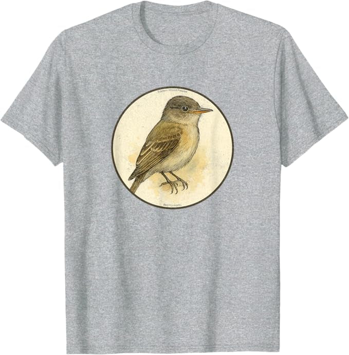 Eastern Wood Pewee T-Shirt Retro Design by Bird.fan | Men's Birding Graphic Tee