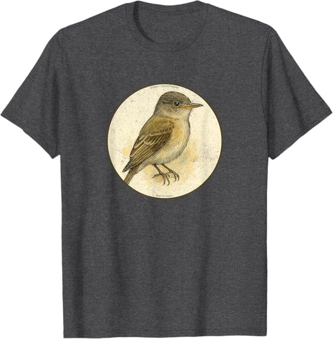 Eastern Wood Pewee T-Shirt Retro Design by Bird.fan | Men's Birding Graphic Tee