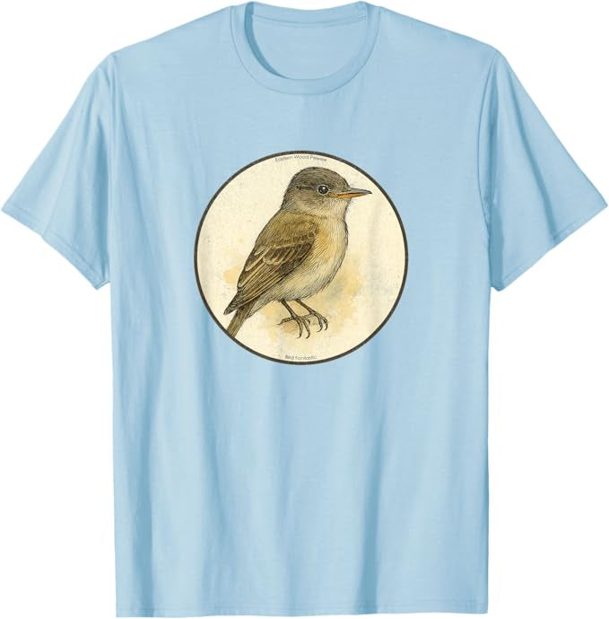 Eastern Wood Pewee T-Shirt Retro Design by Bird.fan | Men's Birding Graphic Tee