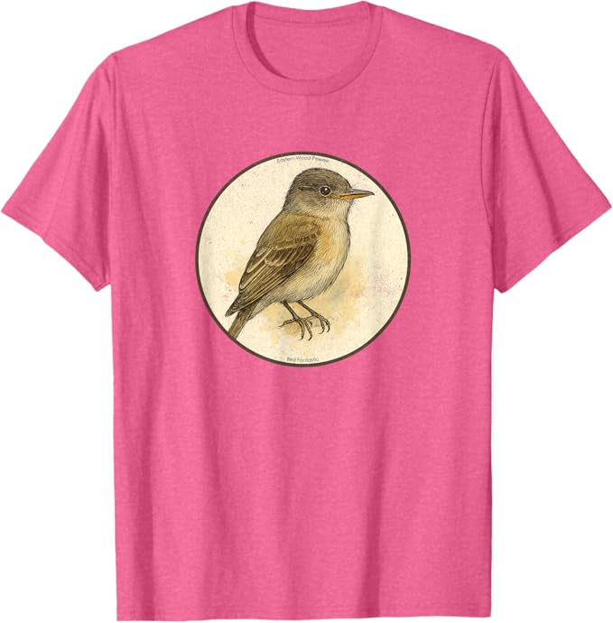 Eastern Wood Pewee T-Shirt Retro Design by Bird.fan | Men's Birding Graphic Tee