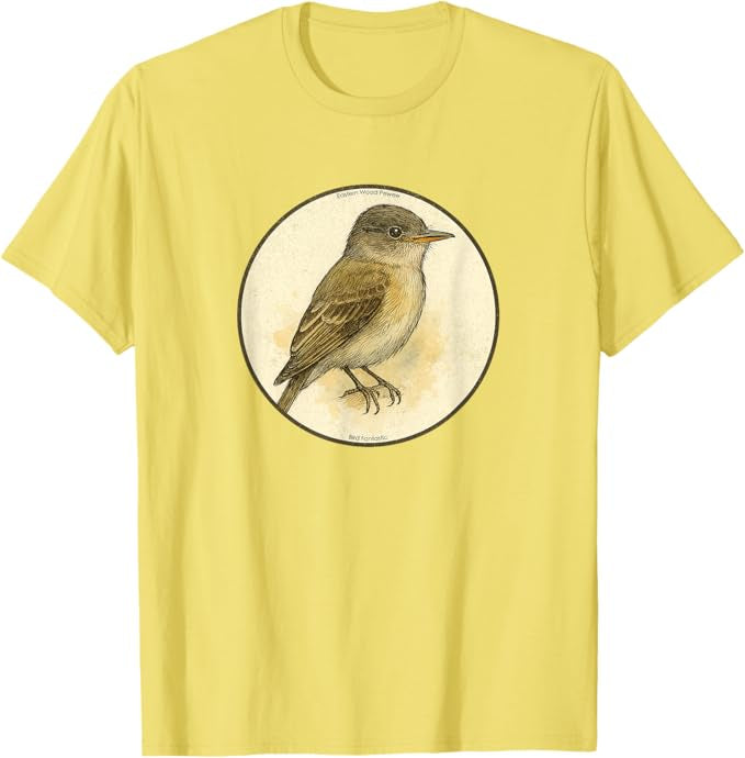 Eastern Wood Pewee T-Shirt Retro Design by Bird.fan | Men's Birding Graphic Tee