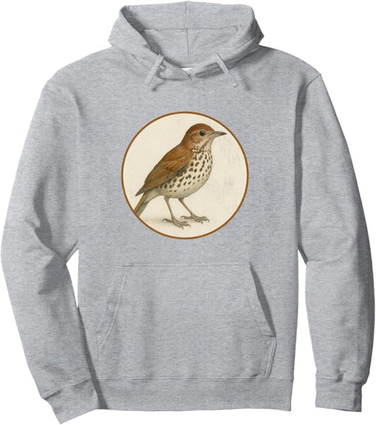 Retro Wood Thrush Hoodie – Vintage Bird Design Sweatshirt