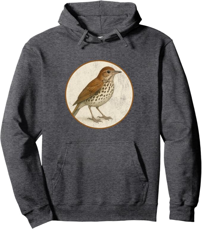 Retro Wood Thrush Hoodie – Vintage Bird Design Sweatshirt
