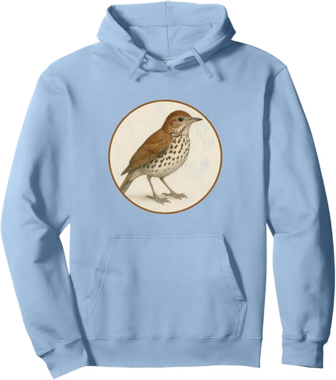Retro Wood Thrush Hoodie – Vintage Bird Design Sweatshirt