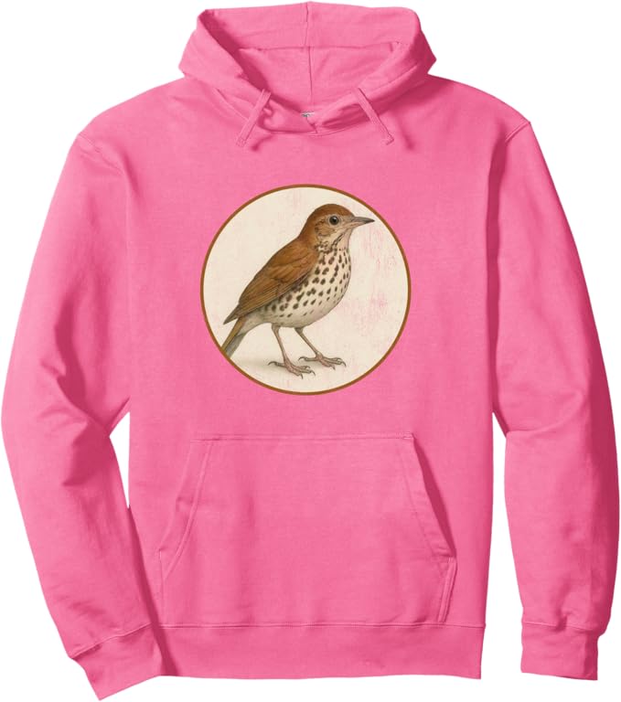 Retro Wood Thrush Hoodie – Vintage Bird Design Sweatshirt