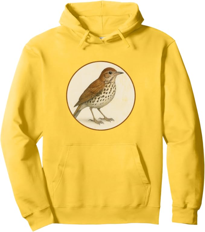 Retro Wood Thrush Hoodie – Vintage Bird Design Sweatshirt