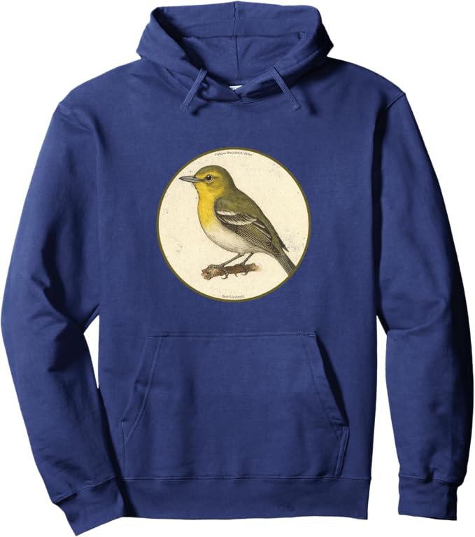 Retro Yellow-Throated Vireo Hoodie – Vintage Bird Design Sweatshirt